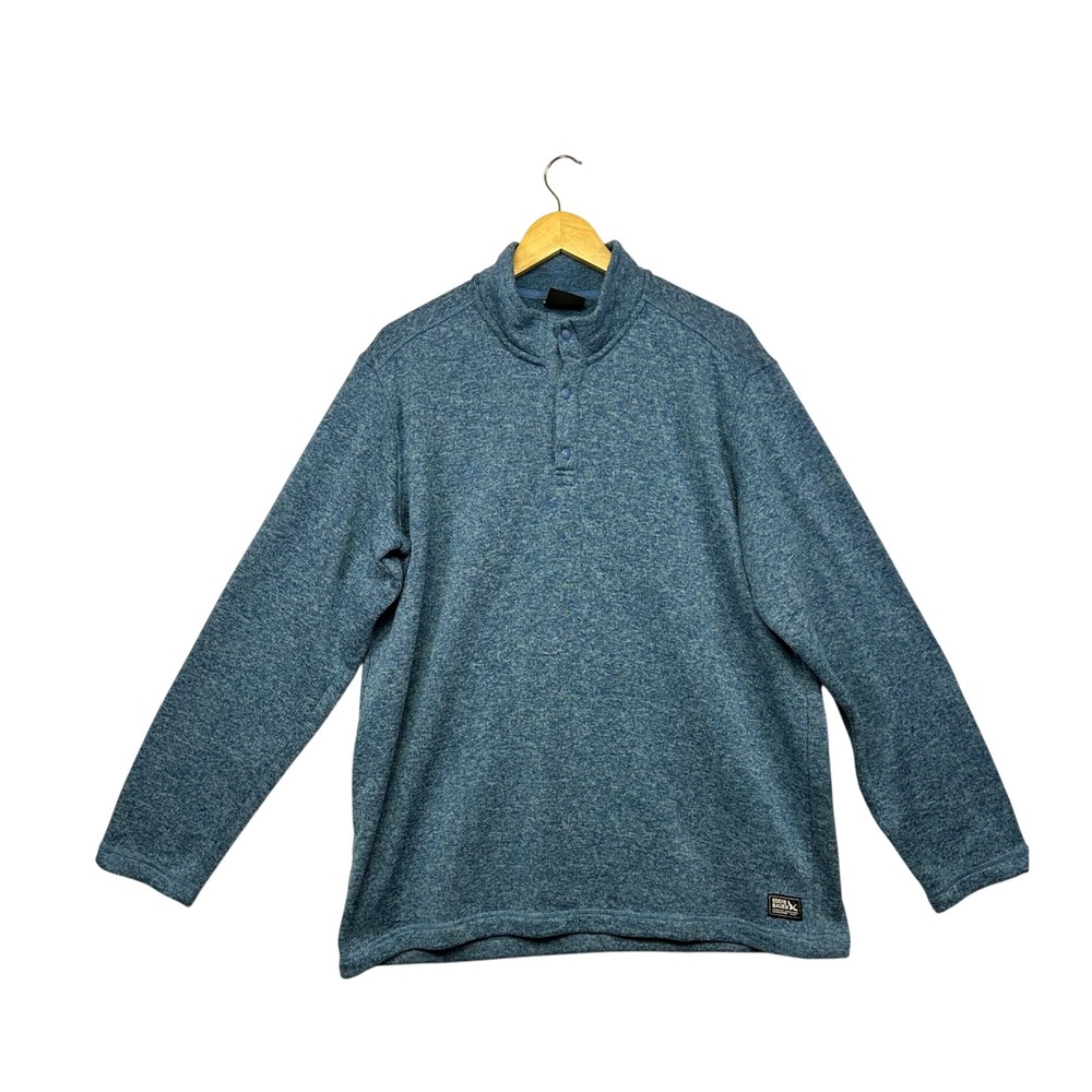 Gorpcore Eddie Bauer Mens TXL Blue Heathered Quarter Snap Fleece Pullover
